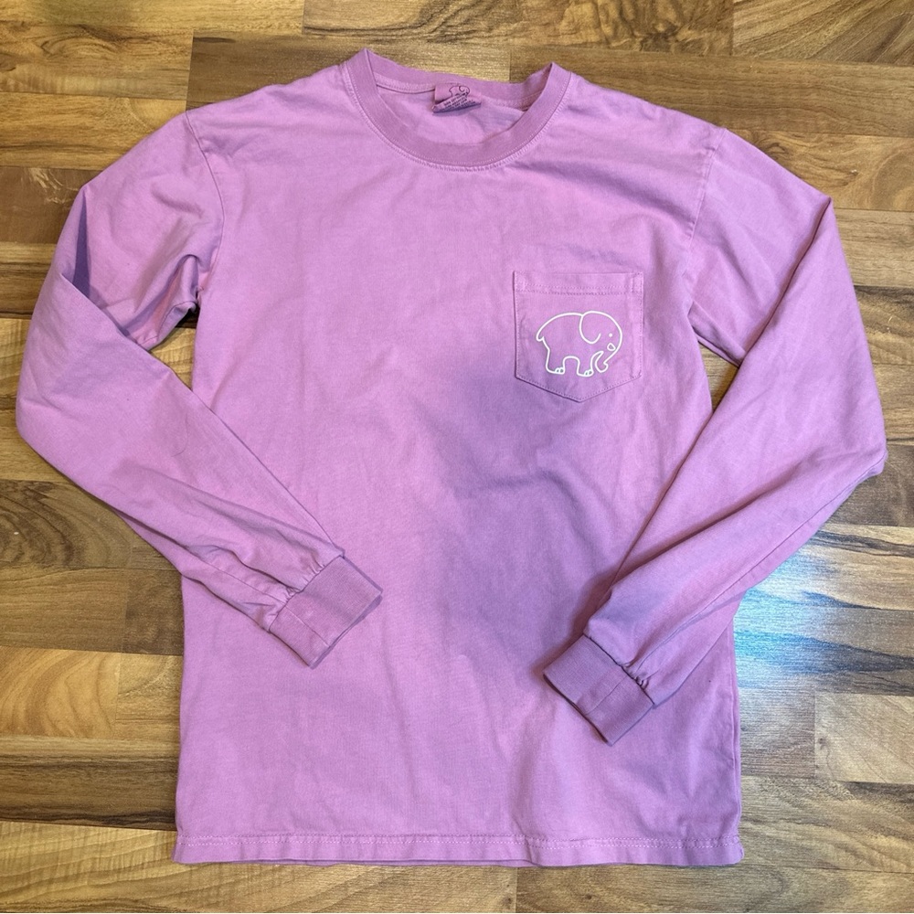 Ivory Ella T-Shirt Women's S Long Sleeve Crew Neck Graphic Logo Pink‎